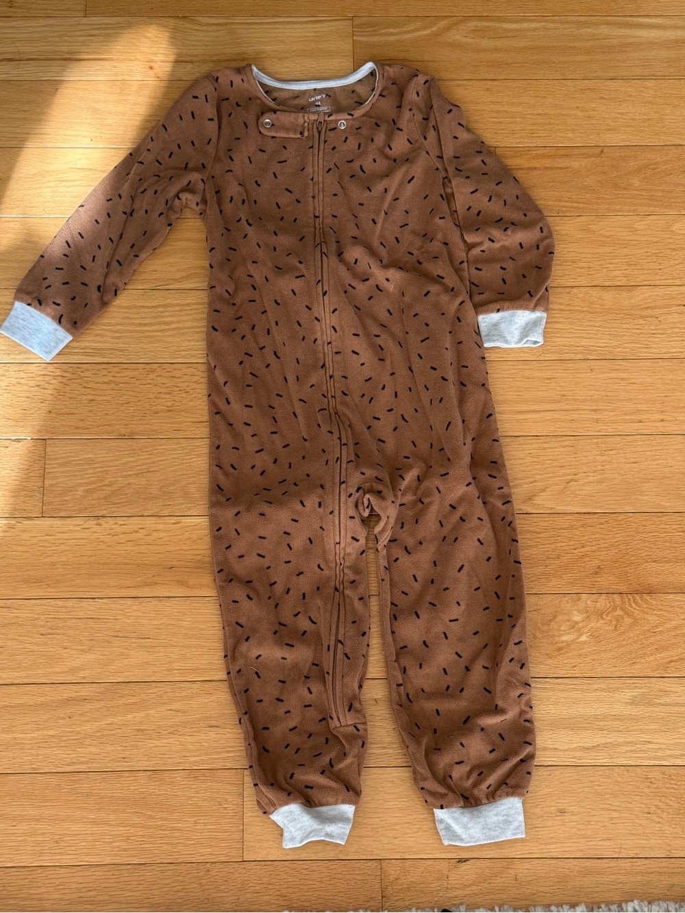 Carter's Brown Printed Long-Sleeve One-Piece Pajamas Size 4T